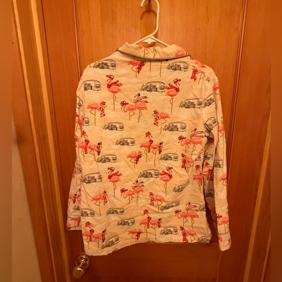 Nick Nora Vintage Flamingo Airstream Flannel Pajamas Set M - Picture 4 of 10